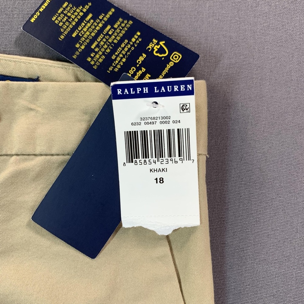 NEW Polo Ralph Lauren Pants Boys 18 (30x30) Khaki Beige Stretch Twill Chino - Picture 5 of 15